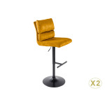 Tabouret de bar réglable velours jaune moutarde