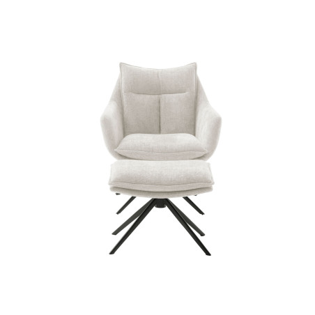 Fauteuil rotatif avec repose-pieds tissu crème