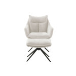 Fauteuil rotatif avec repose-pieds tissu crème