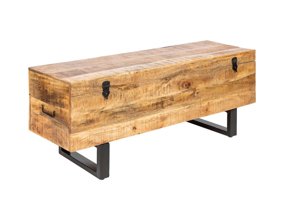 Banc coffre en bois original de manguier Pierre