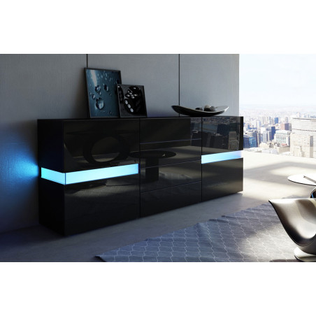 Buffet design noir à led