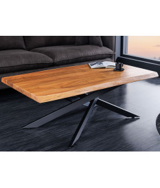 Table basse rectangulaire acacia et pieds mikado noir