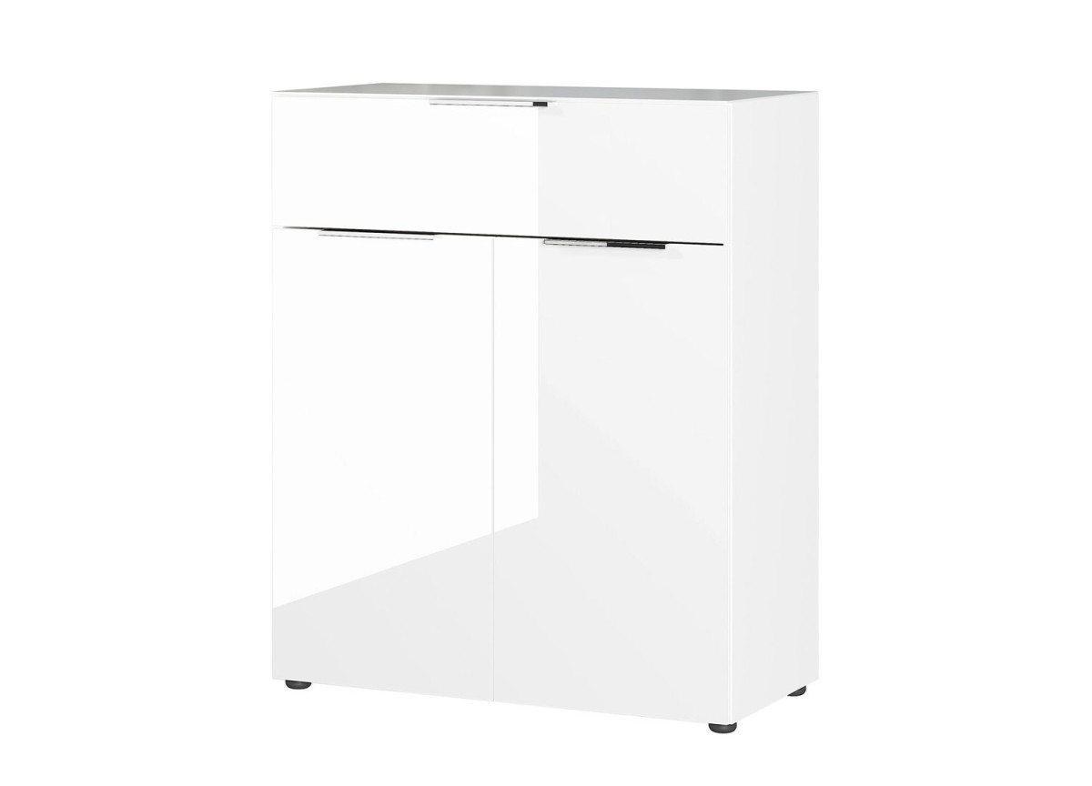 Commode blanche - Verre blanc 2P 1T Alana