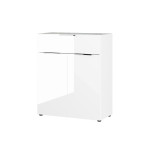 Commode blanche - Verre blanc 2P 1T Alana