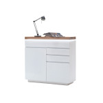 Commode Laquée Blanc cassé & Bois Chêne Massif Romane