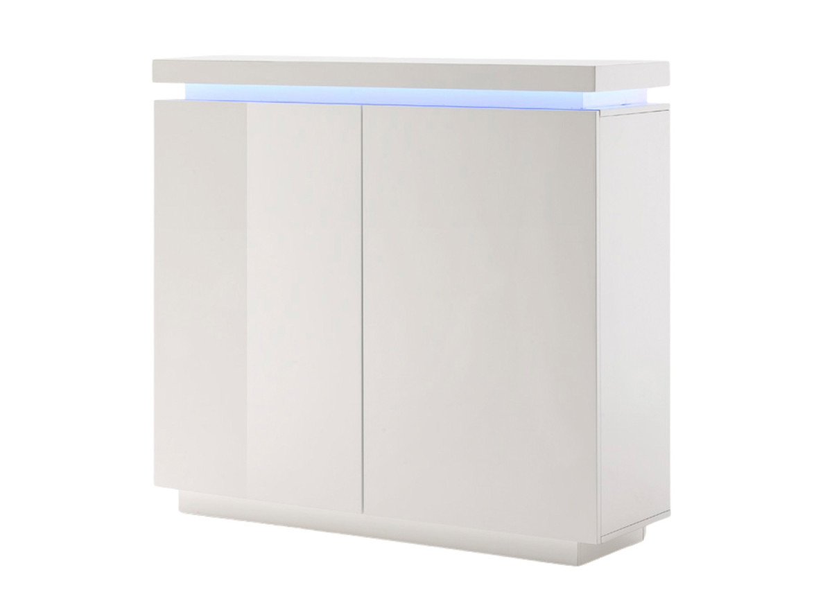 Commode 2 Portes Laquée Blanche & Led RGB Océane