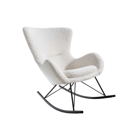 Rocking chair en tissu bouclé blanc Marion