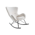 Rocking chair en tissu bouclé blanc Marion