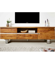 Meuble TV design en bois acacia / 160 cm