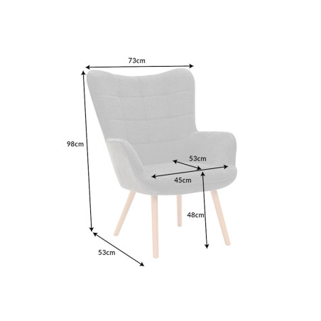 Fauteuil Scandinave design tissu gris Selena