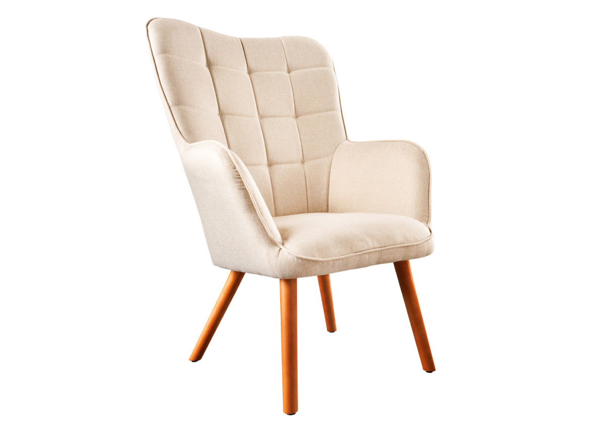 Fauteuil Scandinave design tissu beige Selena