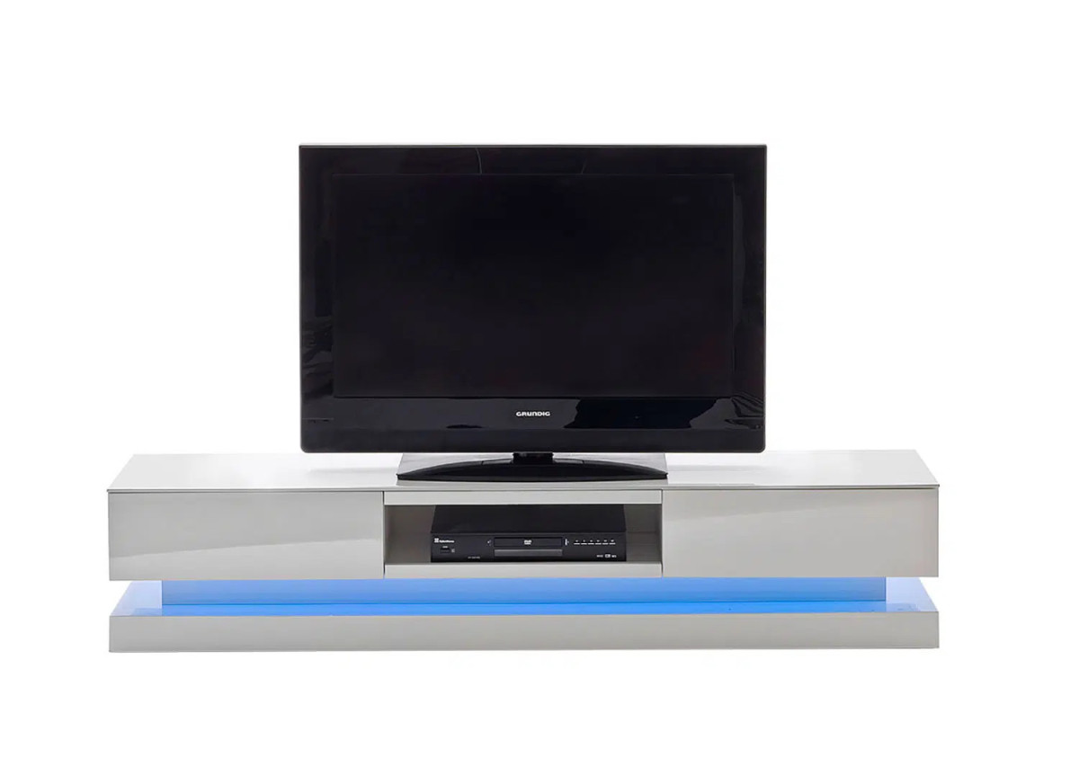 Meuble tv blanc laqué à led multicolore