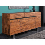 Buffet en acacia marron et métal anthracite Clovis