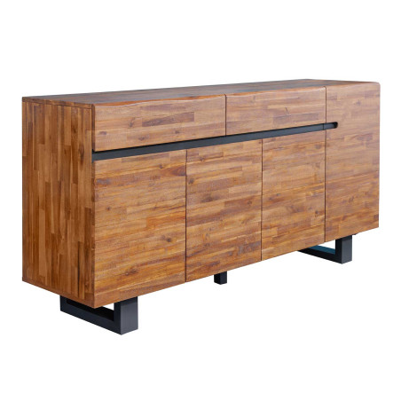 Buffet en acacia marron et métal anthracite Clovis