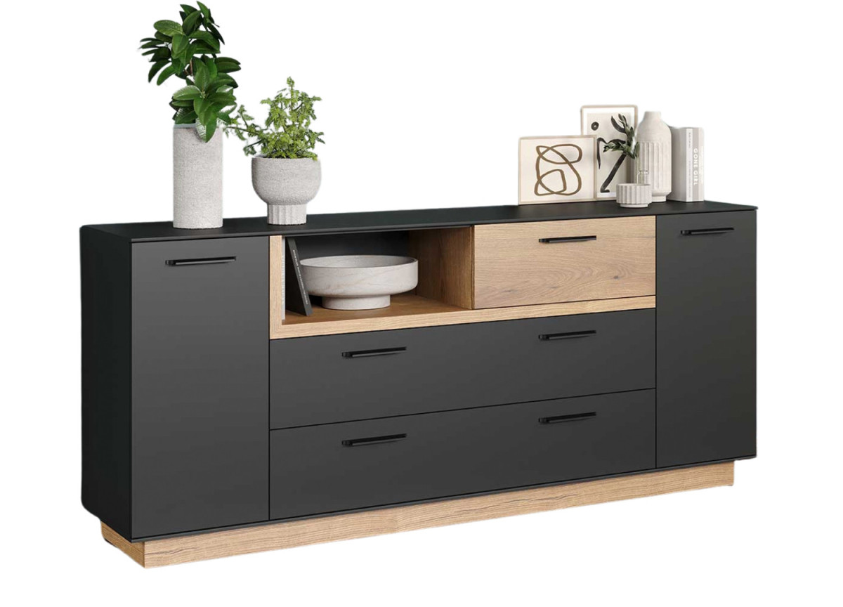 Buffet moderne gris et bois 187 cm Synnax