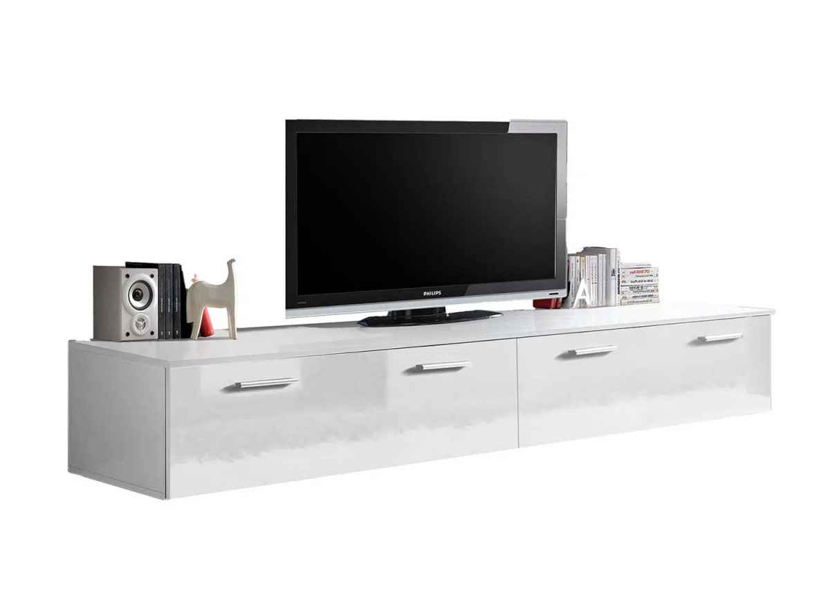 Meuble tv design blanc laqué pas cher