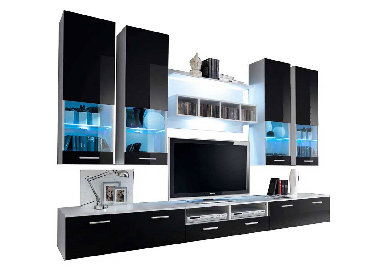 Ensemble-tv-design-blanc-et-noir-de-salon-moderne