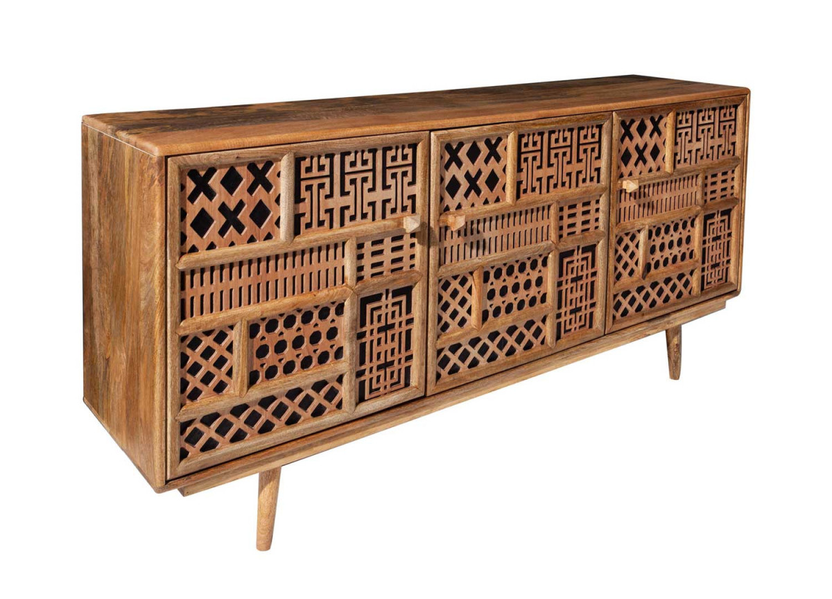 Buffet décoratif 160 cm en bois de manguier Maya