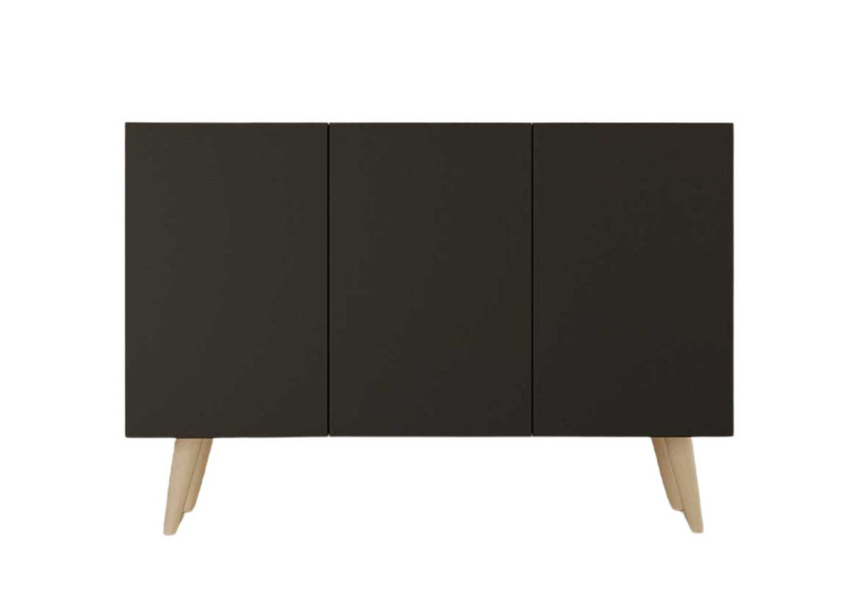 Buffet noir 3 portes 120 cm scandinave pas cher Toronto