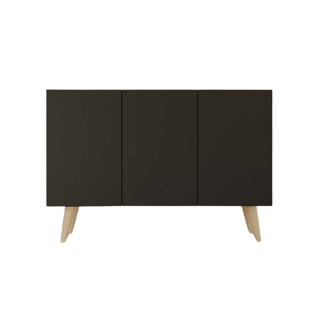 Buffet noir 3 portes 120 cm scandinave pas cher Toronto