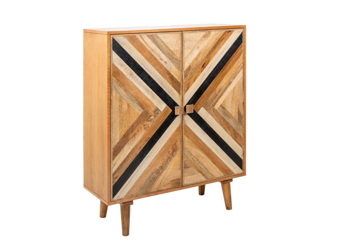 Buffet haut 2 portes déco originale en bois de manguier Ilona