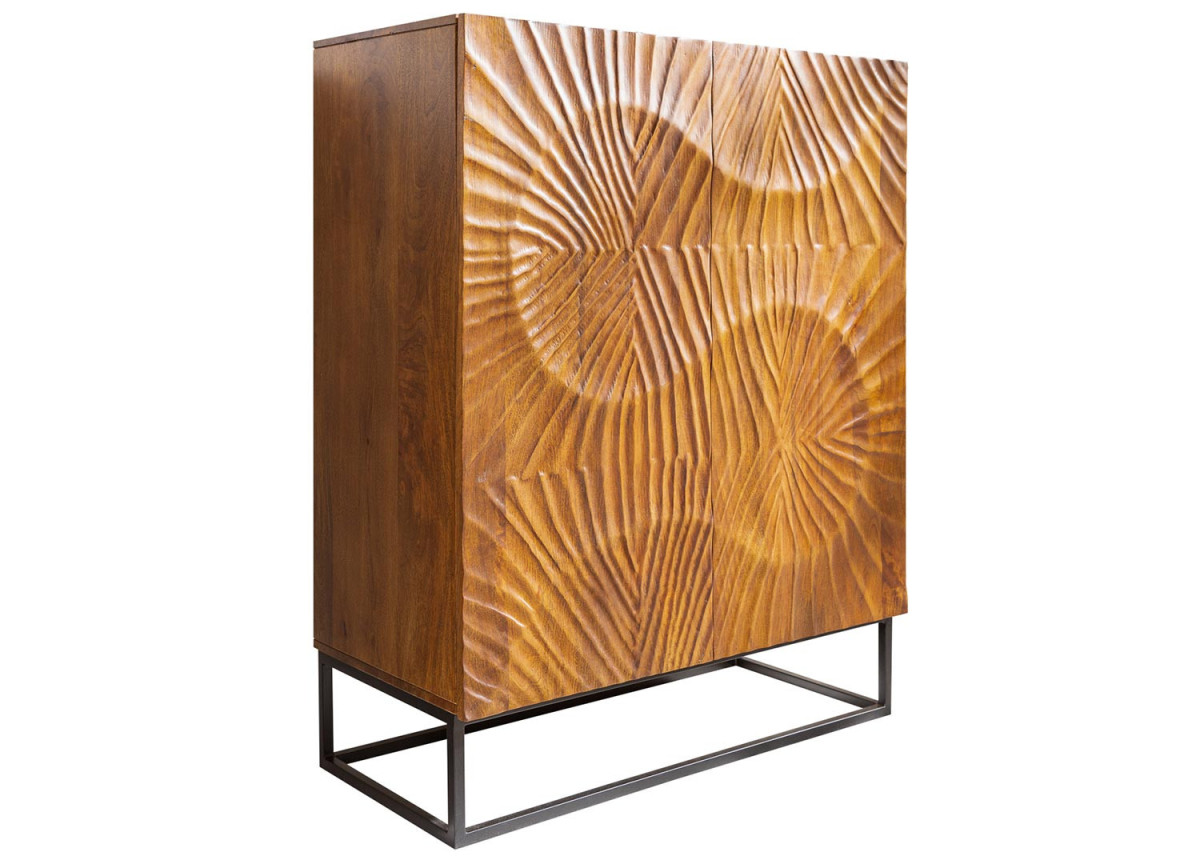 Buffet haut design en bois massif - 2 portes Pedro