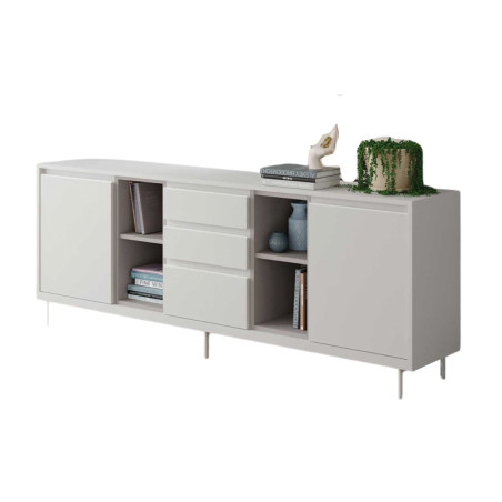 Buffet design 200 cm blanc et gris fumé Valéria