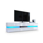 Meuble tv blanc brillant à led design