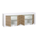 Buffet design blanc et bois avec relief 220 cm Karma