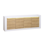 Buffet design blanc et bois avec relief 220 cm Karma