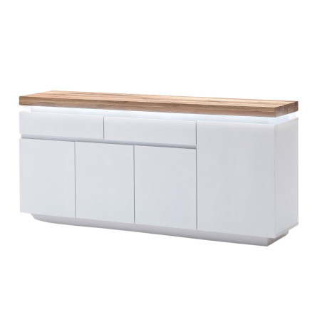 Meuble Buffet Bois Massif & Blanc cassé Laqué Mat Romane