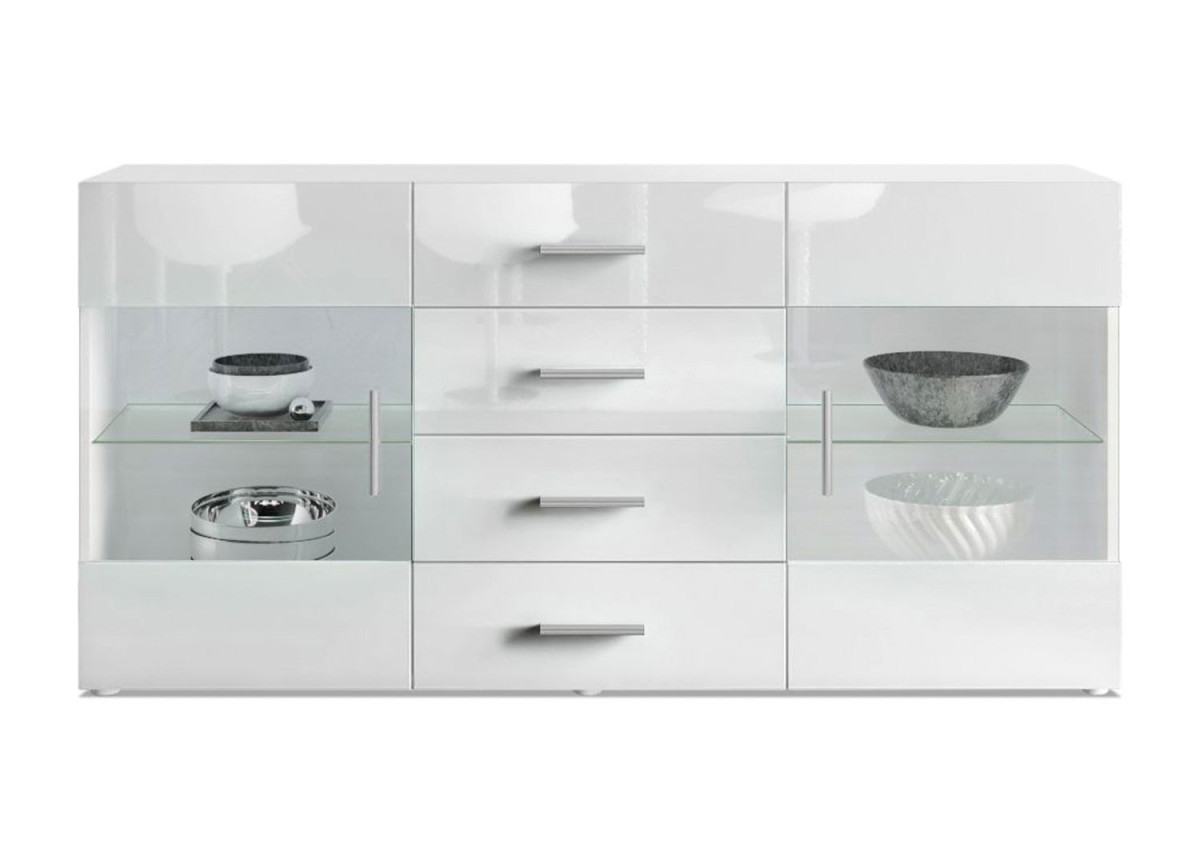 Meuble Buffet Vitré Blanc Moderne Loam