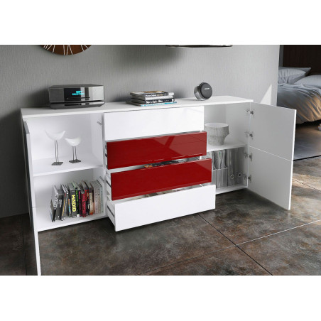 Buffet Design Blanc Laqué / 4 Portes & 4 Tiroirs Rumba