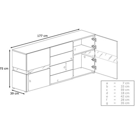 Buffet Noir Laqué Design / Éclairage LED Rio