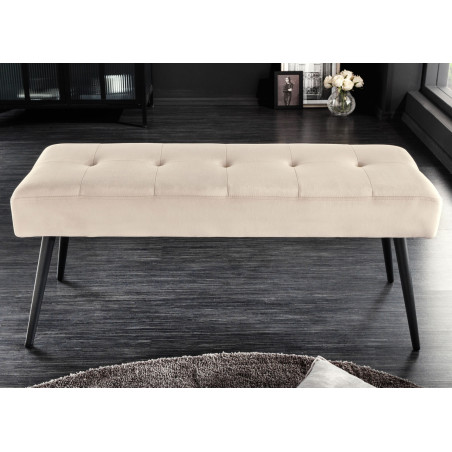 Banc 100 cm velours champagne et métal noir Lilly