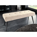 Banc 100 cm velours champagne et métal noir Lilly