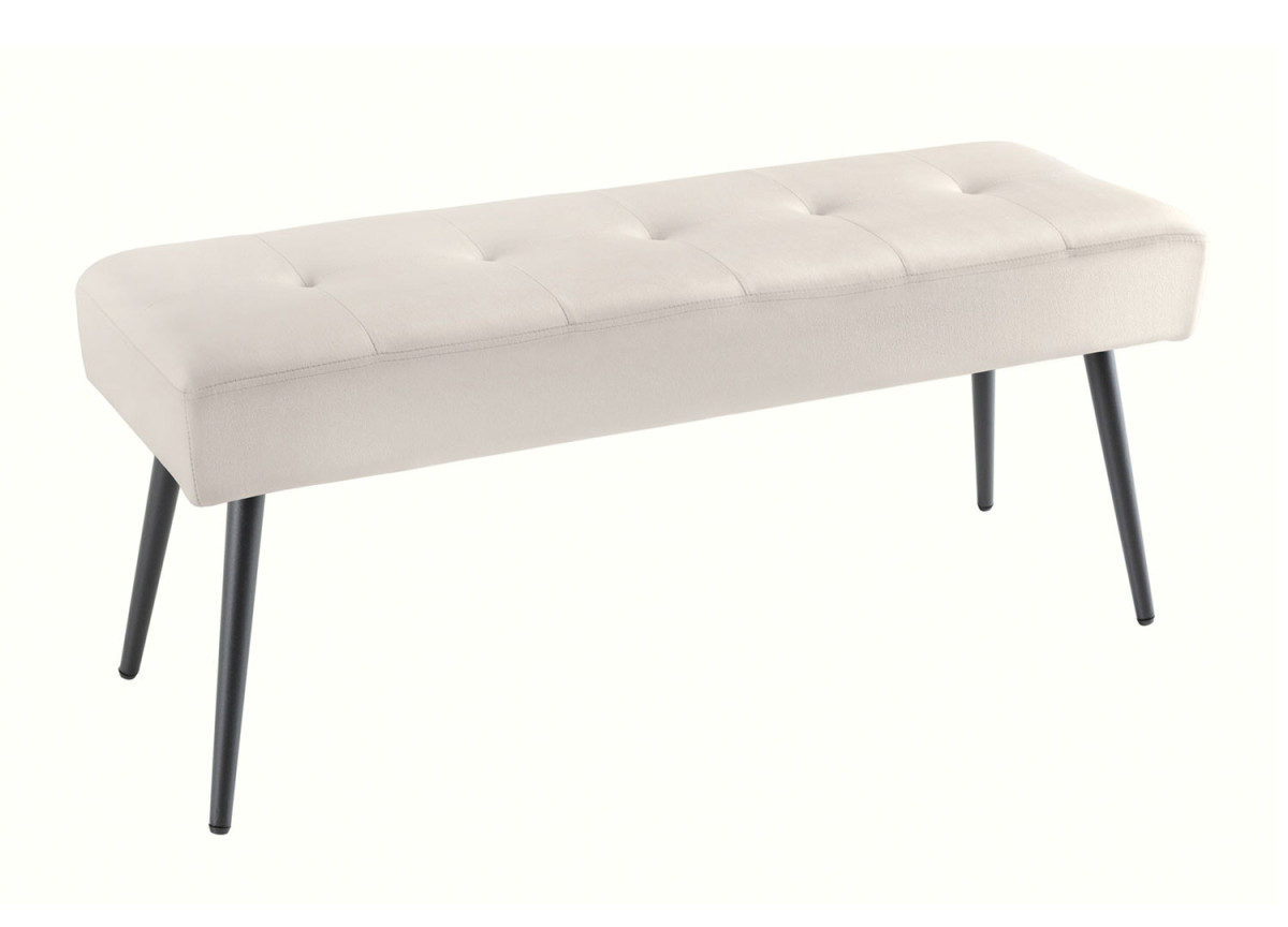 Banc 100 cm velours champagne et métal noir Lilly