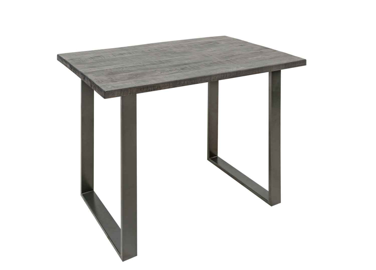 Table haute en bois massif et pied métal gris design Robin