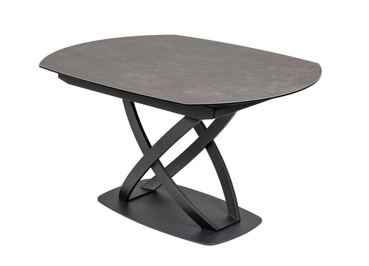 Table à manger céramique anthracite forme ovale avec allonge