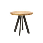 Table salle à manger ronde 80 cm plateau manguier et pieds métal noir