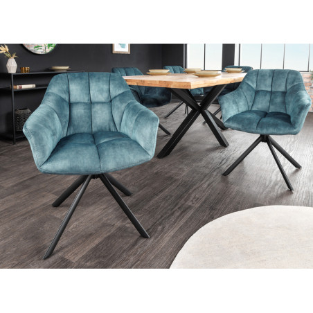 Fauteuils rotatifs velours bleu Papillon