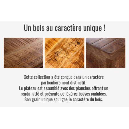 Table 200 cm en bois massif et pied métal noir design Zara