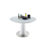 Table de repas ronde extensible blanche moderne