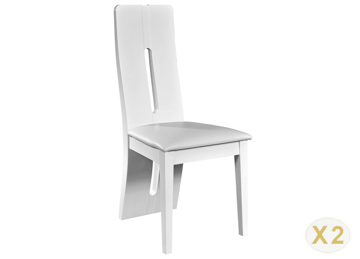 Lot de 2 chaises de table laquées blanc Karma