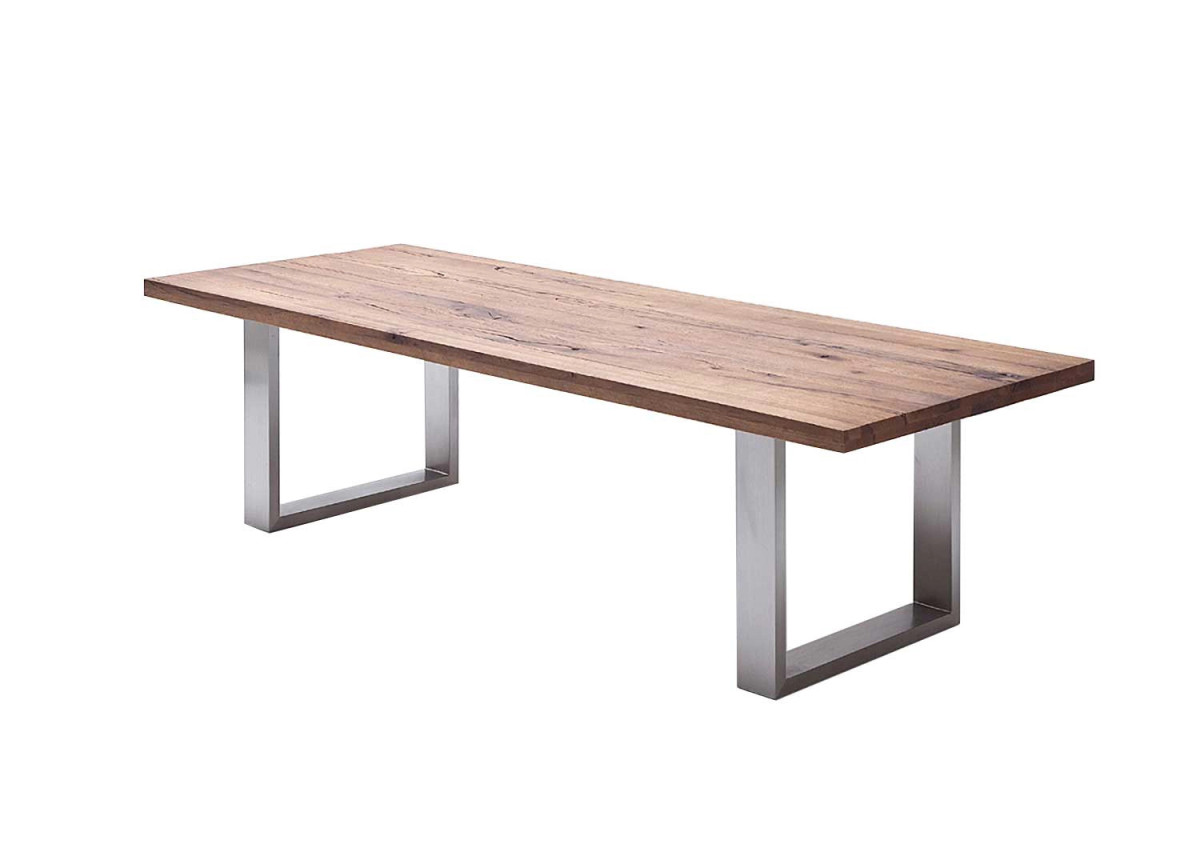 Table de salle à manger en bois massif chêne bassano contemporaine