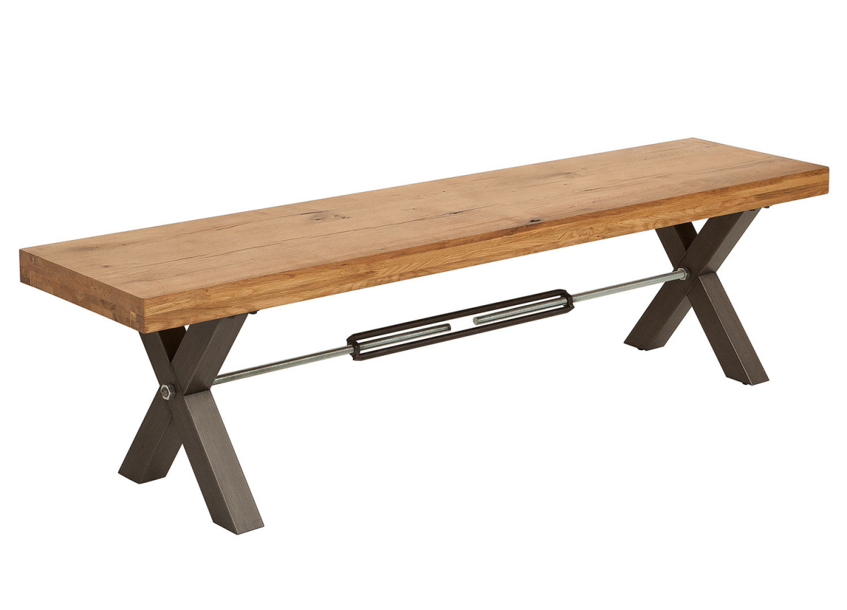 Banc de table 180 cm en chêne et métal esprit loft