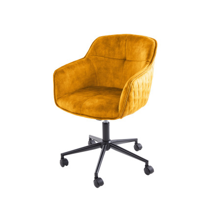 Chaise de bureau design en velours jaune or Emmy