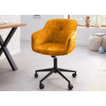 Chaise de bureau design en velours jaune or Emmy