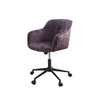 Chaise de bureau design en velours gris foncé Emmy