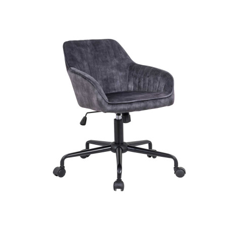 Chaise de bureau velours gris foncé avec accoudoirs Thibault